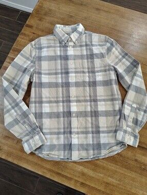 EXPRESS Plaid Patch Pocket Stretch Flannel Button Down Shirt Size S